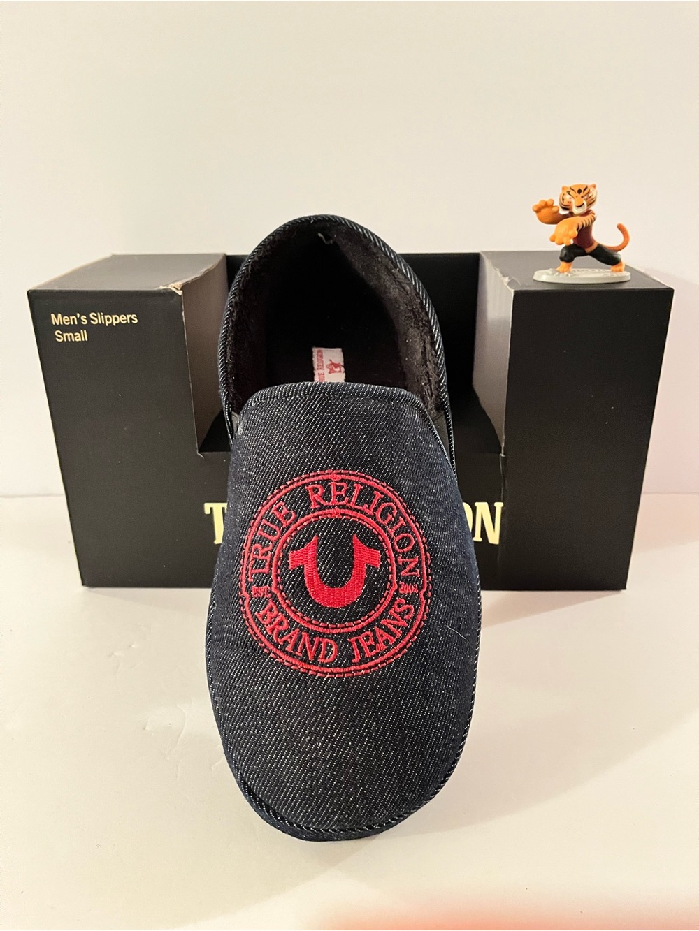 True Religion Men Denim Moccasin Loafer Slippers Large 11-12  EUC
